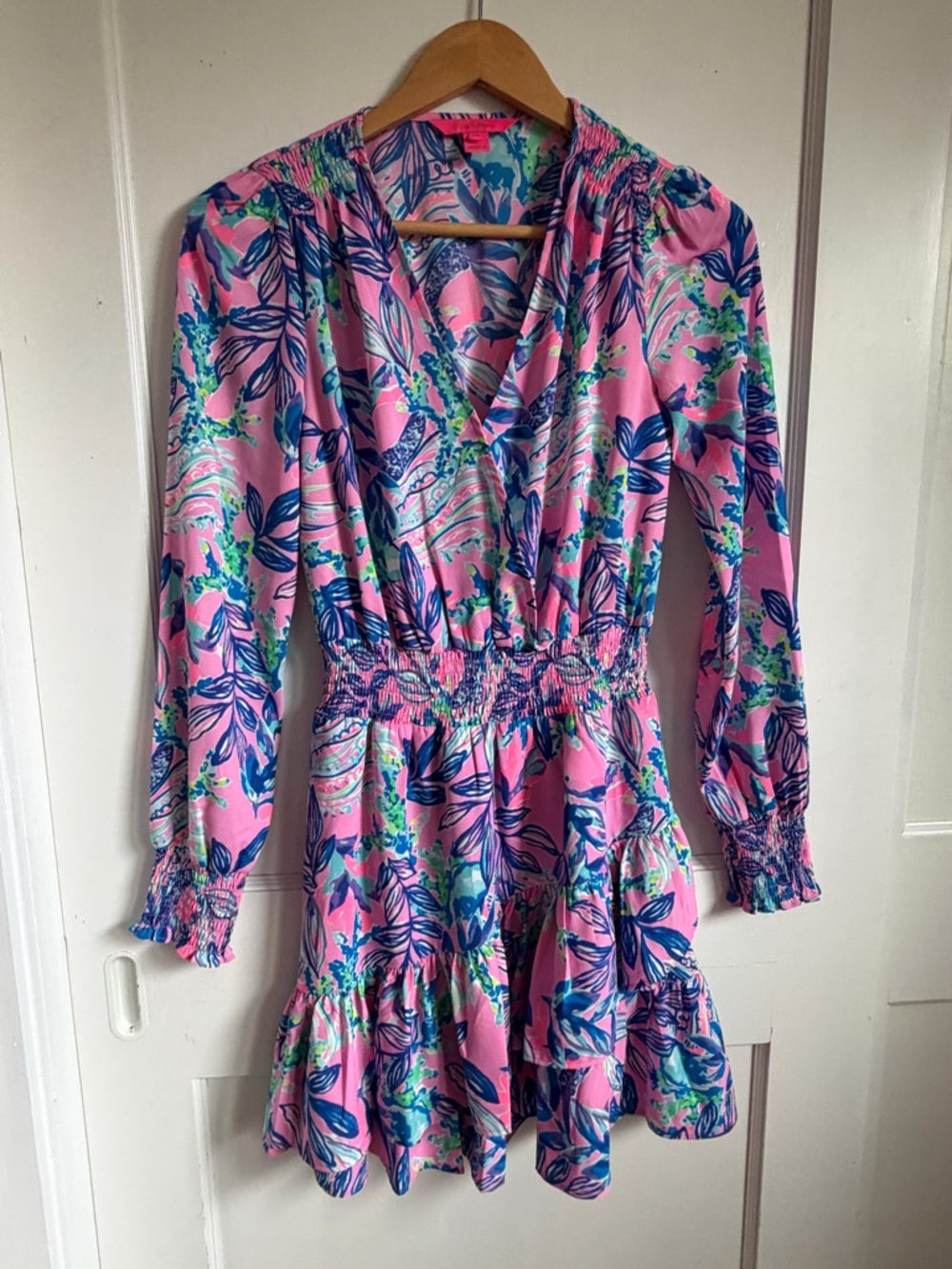 Lilly Pulitzer Pink & Blue Abstract Floral Top - Picture 2 of 7